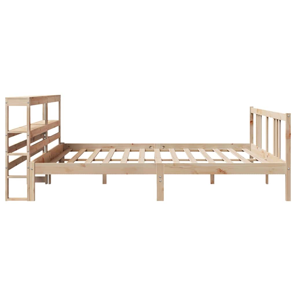 sengeramme med sengegavl 200x200 cm massivt fyrretræ