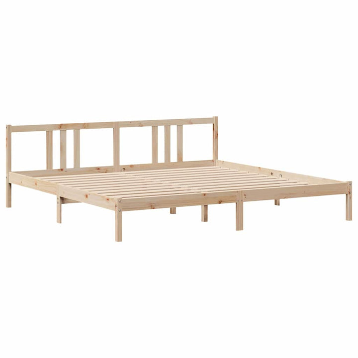 sengeramme med sengegavl 200x200 cm massivt fyrretræ