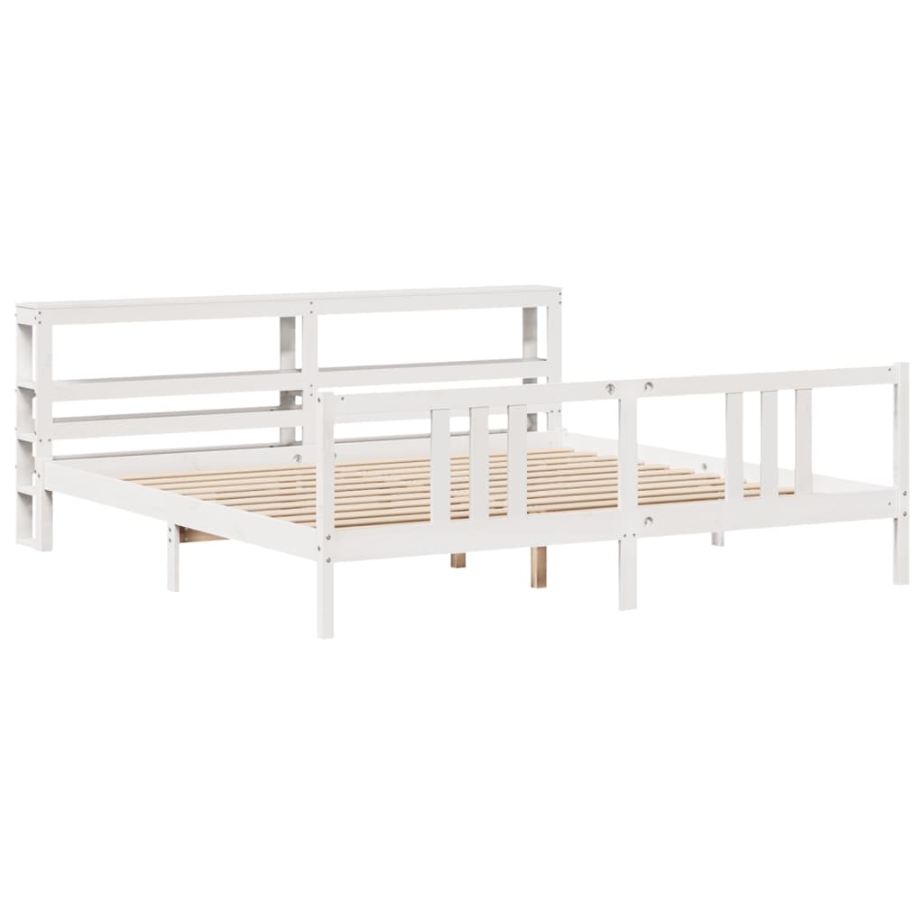 Sengeramme med hovedgærde uden madras Hvid 200x200 cm