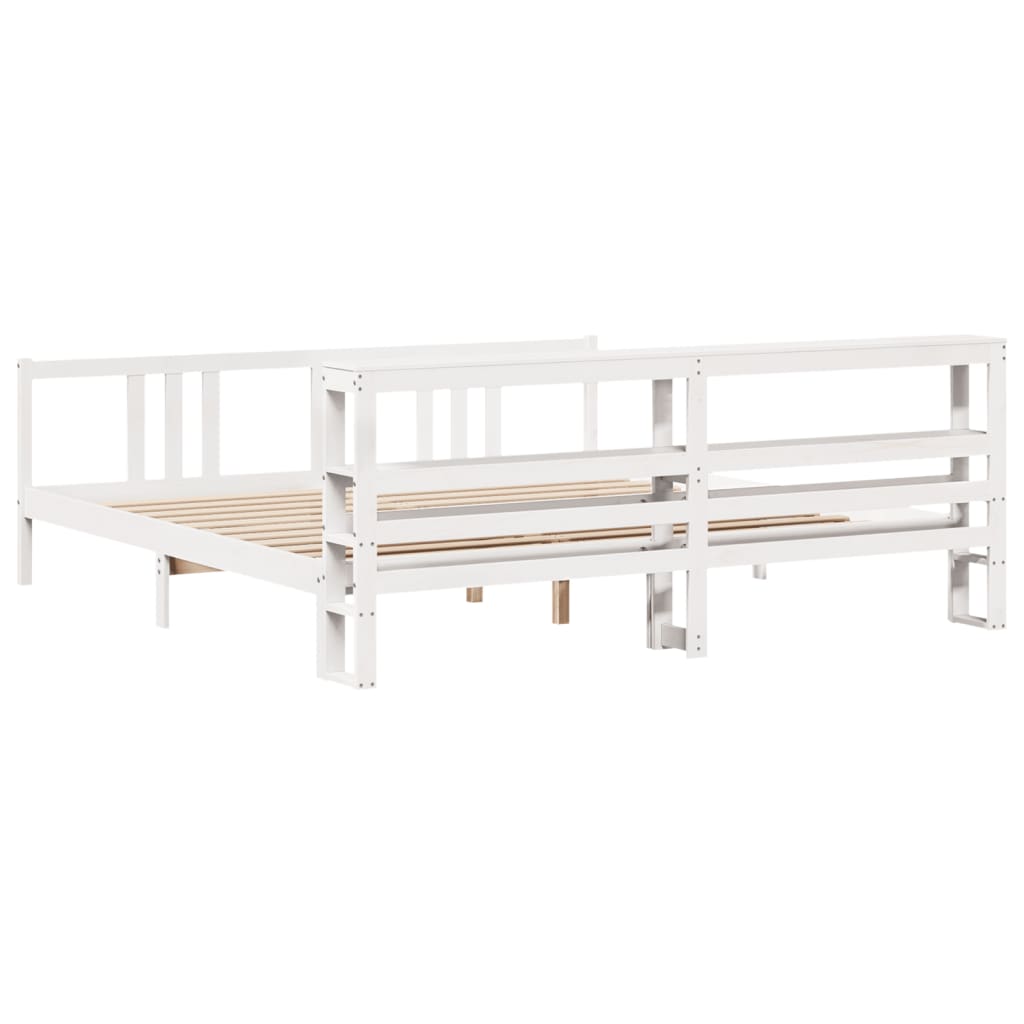 Sengeramme med hovedgærde uden madras Hvid 200x200 cm