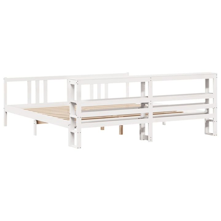Sengeramme med hovedgærde uden madras Hvid 200x200 cm
