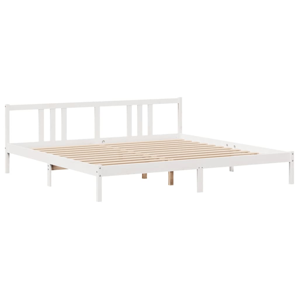 Sengeramme med hovedgærde uden madras Hvid 200x200 cm