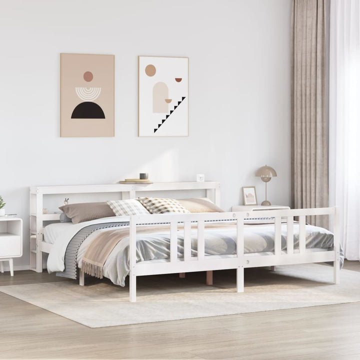 Sengeramme med hovedgærde uden madras Hvid 200x200 cm