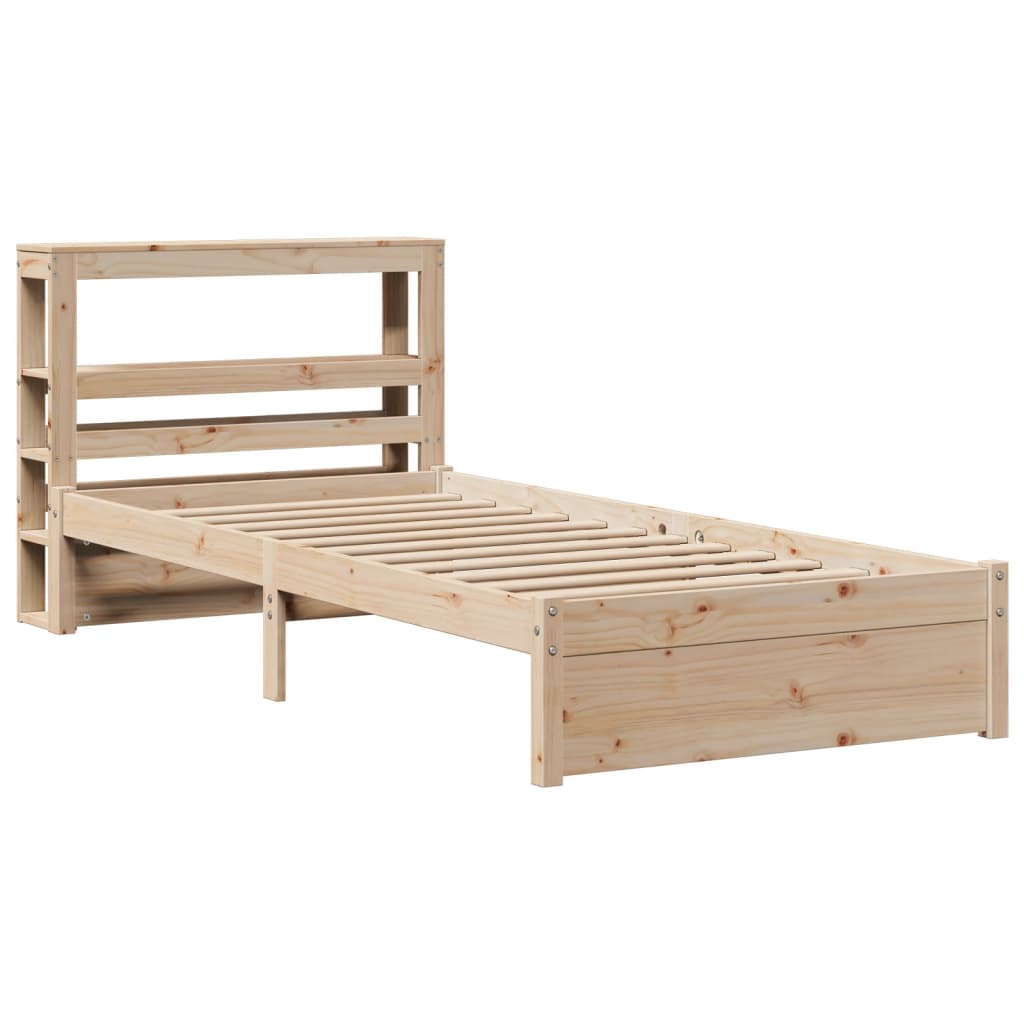 sengeramme med sengegavl 75x190 cm massivt fyrretræ