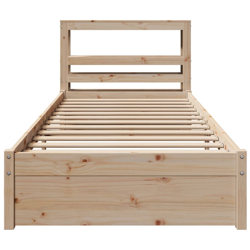 sengeramme med sengegavl 75x190 cm massivt fyrretræ