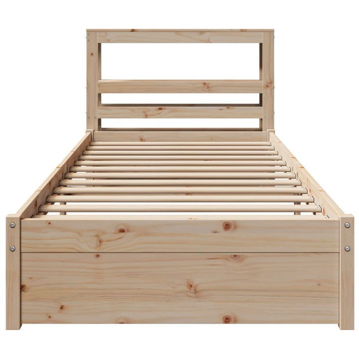 sengeramme med sengegavl 75x190 cm massivt fyrretræ