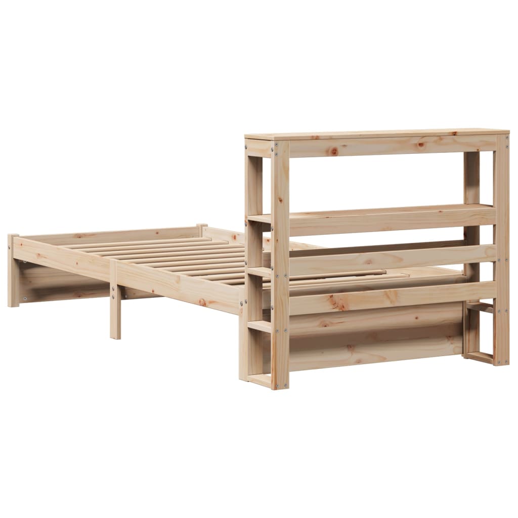 sengeramme med sengegavl 75x190 cm massivt fyrretræ