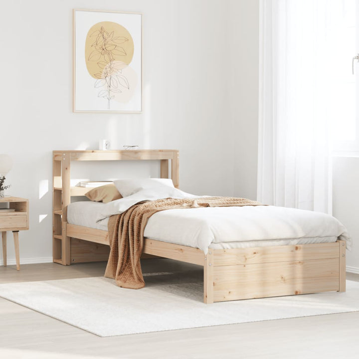 sengeramme med sengegavl 75x190 cm massivt fyrretræ