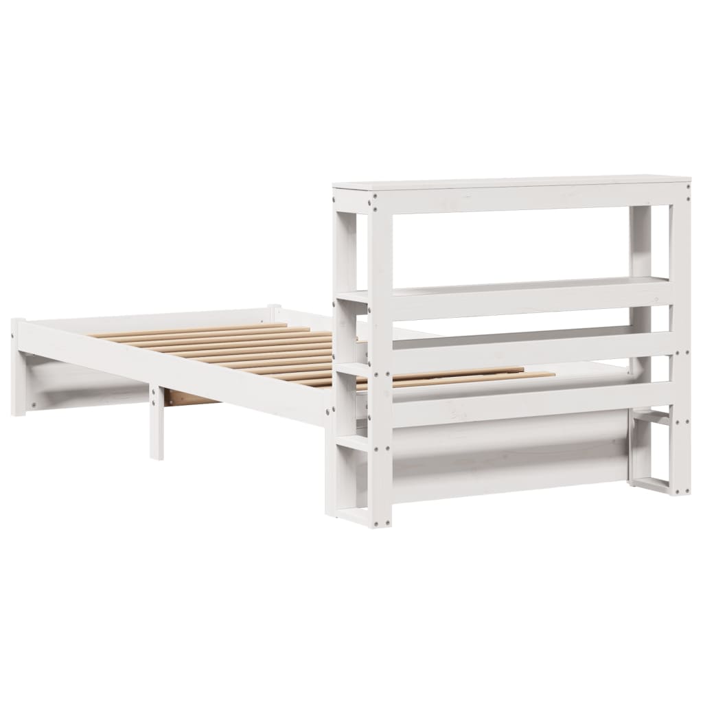 sengeramme med sengegavl 75x190 cm massivt fyrretræ hvid