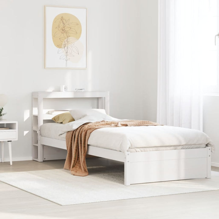 sengeramme med sengegavl 75x190 cm massivt fyrretræ hvid