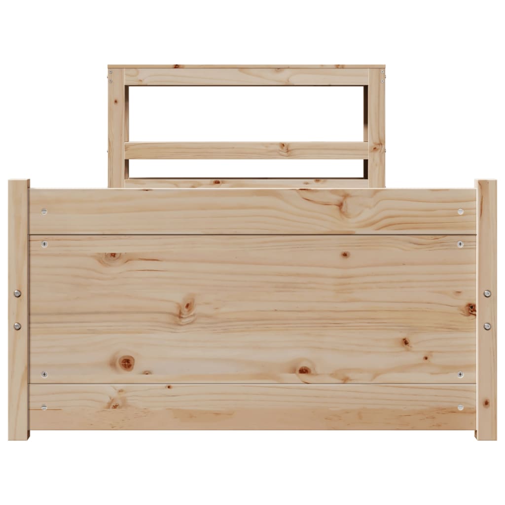 sengeramme med sengegavl 75x190 cm massivt fyrretræ