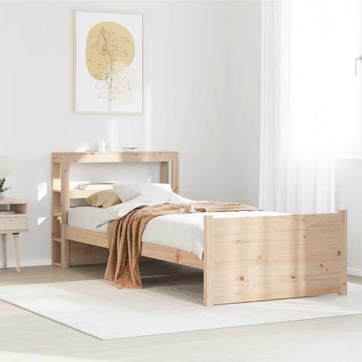 sengeramme med sengegavl 75x190 cm massivt fyrretræ
