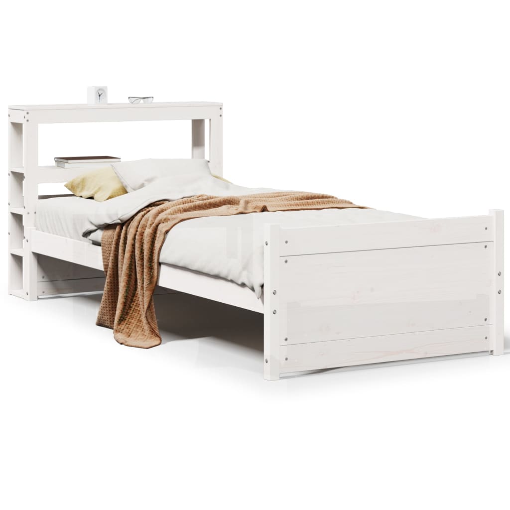 Sengeramme med hovedgærde uden madras Hvid 90x190 cm