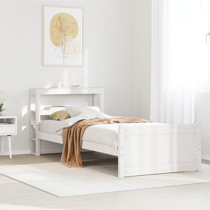 Sengeramme med hovedgærde uden madras Hvid 90x190 cm