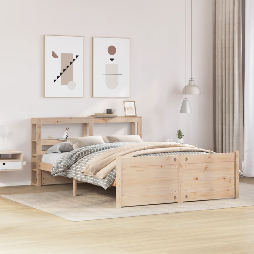 sengeramme med sengegavl 140x190 cm massivt fyrretræ