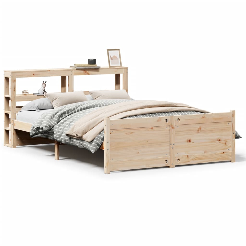 sengeramme med sengegavl 120x200 cm massivt fyrretræ hvid