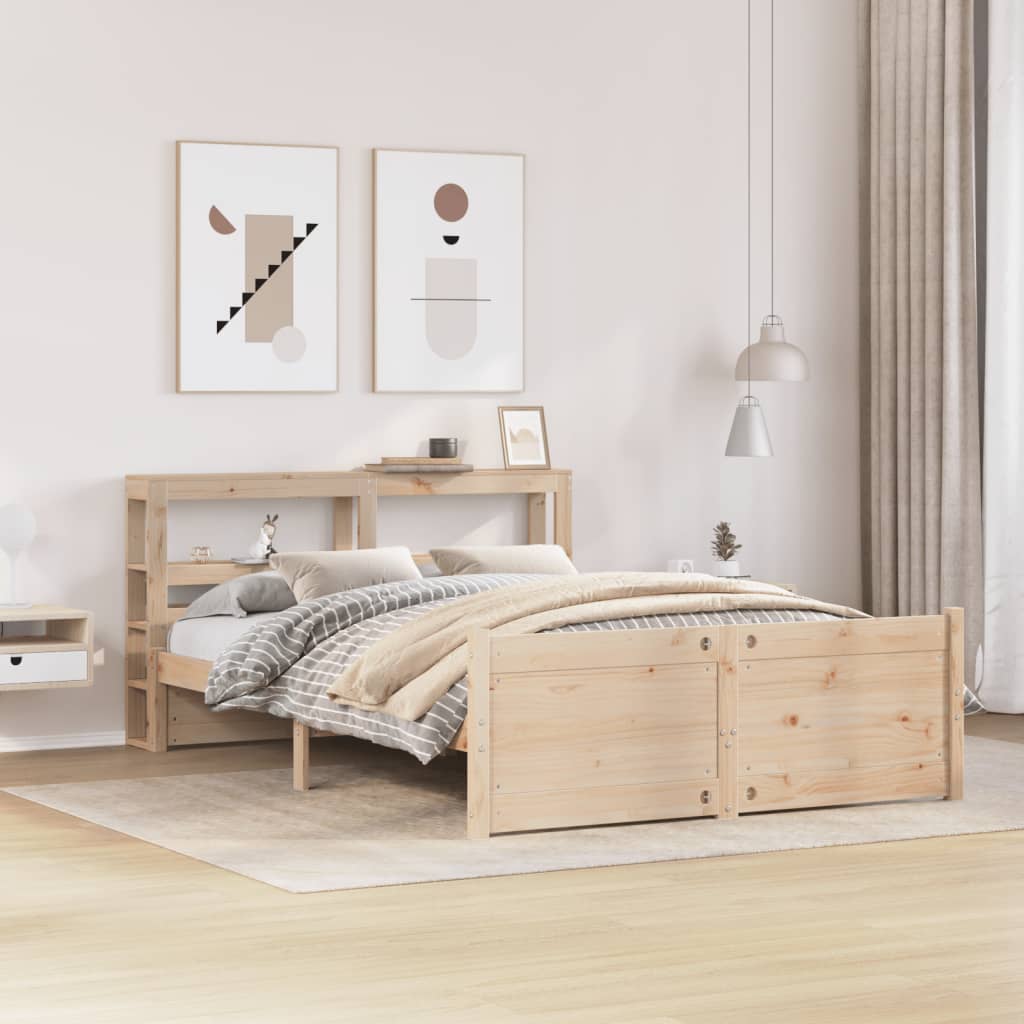 sengeramme med sengegavl 120x200 cm massivt fyrretræ hvid