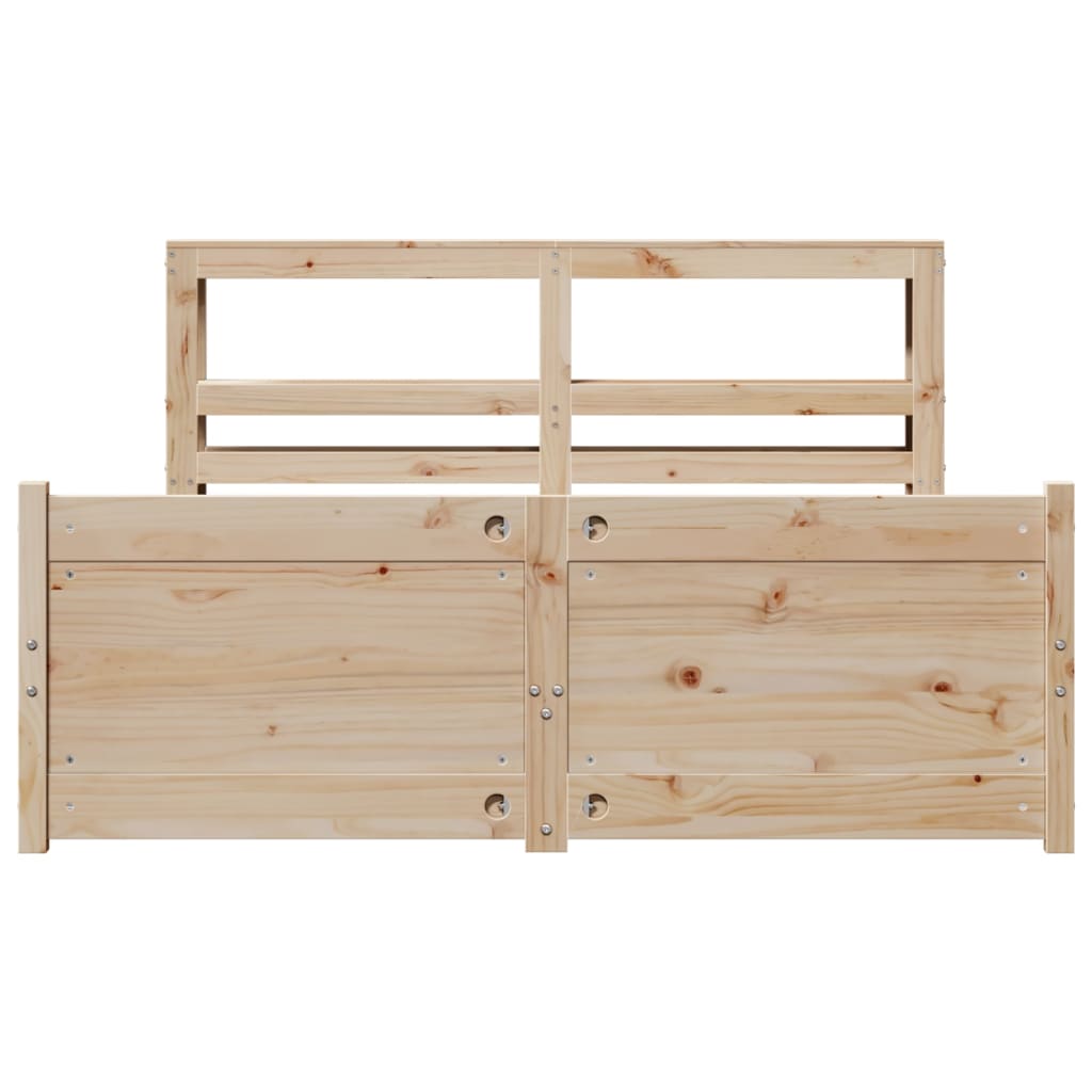 sengeramme med sengegavl 140x200 cm massivt fyrretræ hvid
