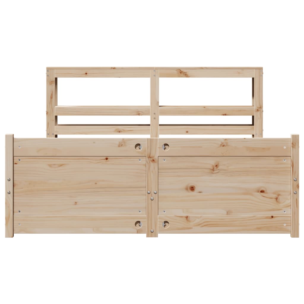 sengeramme med sengegavl 150x200 cm massivt fyrretræ