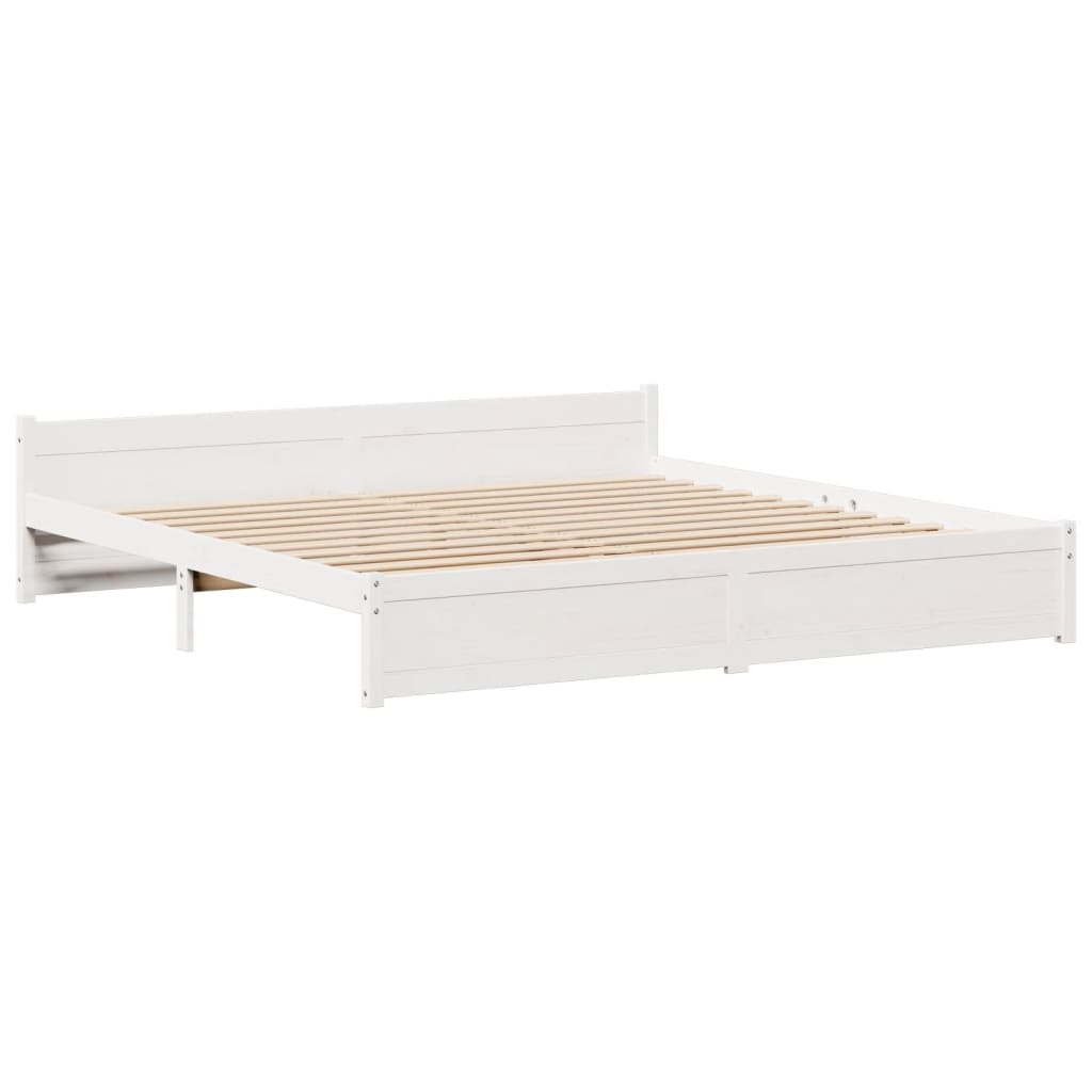 Sengeramme med hovedgærde uden madras Hvid 180x200 cm