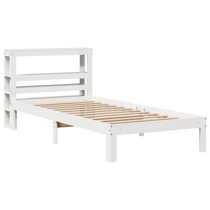 sengeramme med sengegavl 75x190 cm massivt fyrretræ hvid