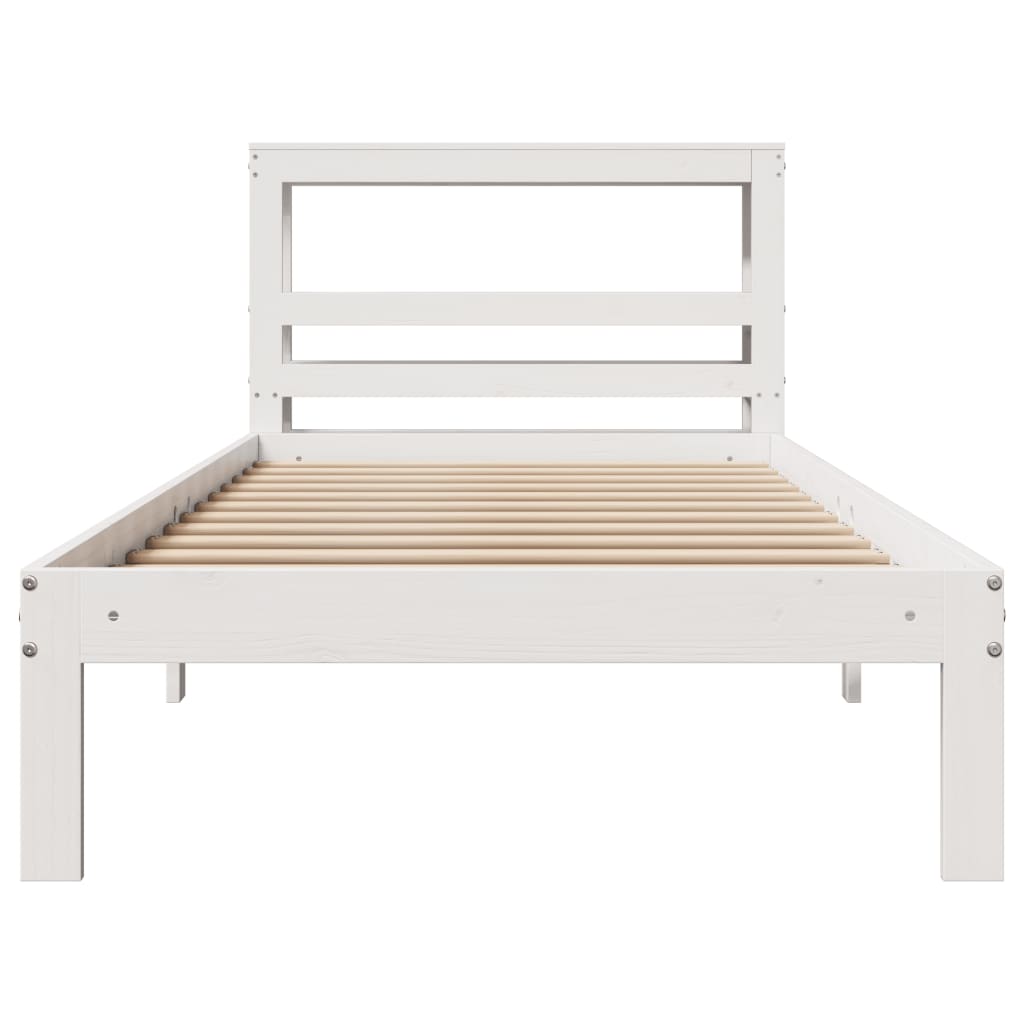 sengeramme med sengegavl 75x190 cm massivt fyrretræ hvid