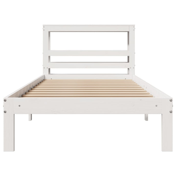 sengeramme med sengegavl 75x190 cm massivt fyrretræ hvid
