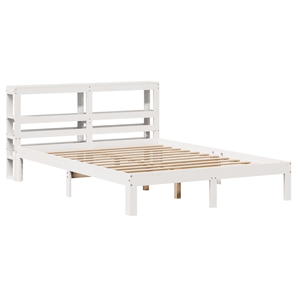 sengeramme med sengegavl135x190 cm massivt fyrretræ hvid