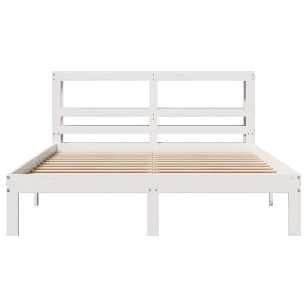 sengeramme med sengegavl135x190 cm massivt fyrretræ hvid