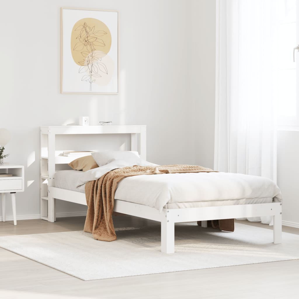 Sengeramme med hovedgærde uden madras Hvid 90x200 cm