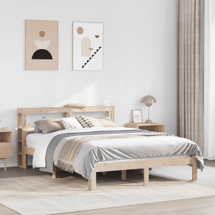 sengeramme med sengegavl 140x200 cm massivt fyrretræ hvid
