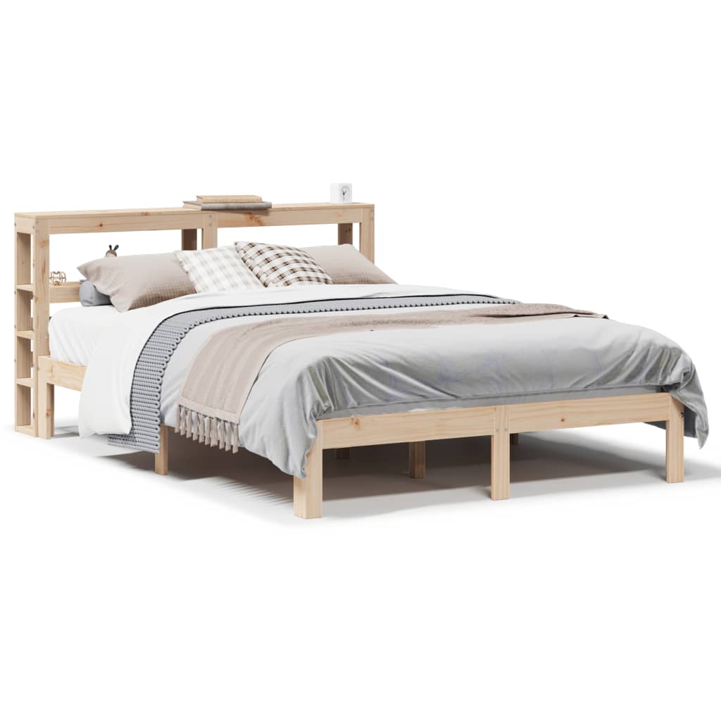 sengeramme med sengegavl 150x200 cm massivt fyrretræ