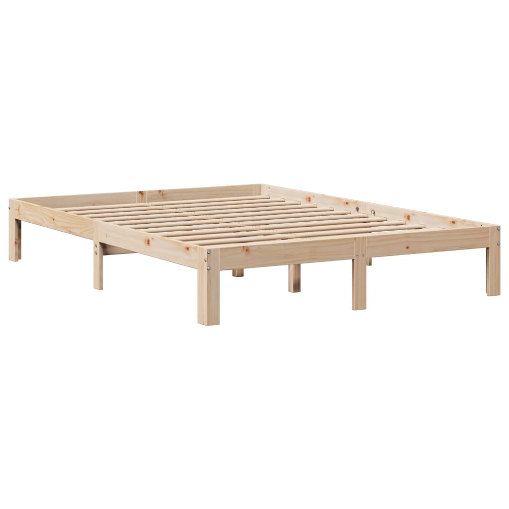 sengeramme med sengegavl 150x200 cm massivt fyrretræ