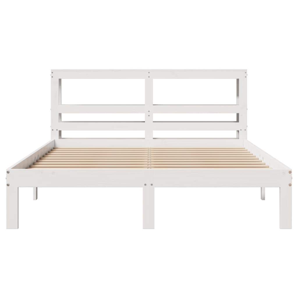 sengeramme med sengegavl 150x200 cm massivt fyrretræ hvid
