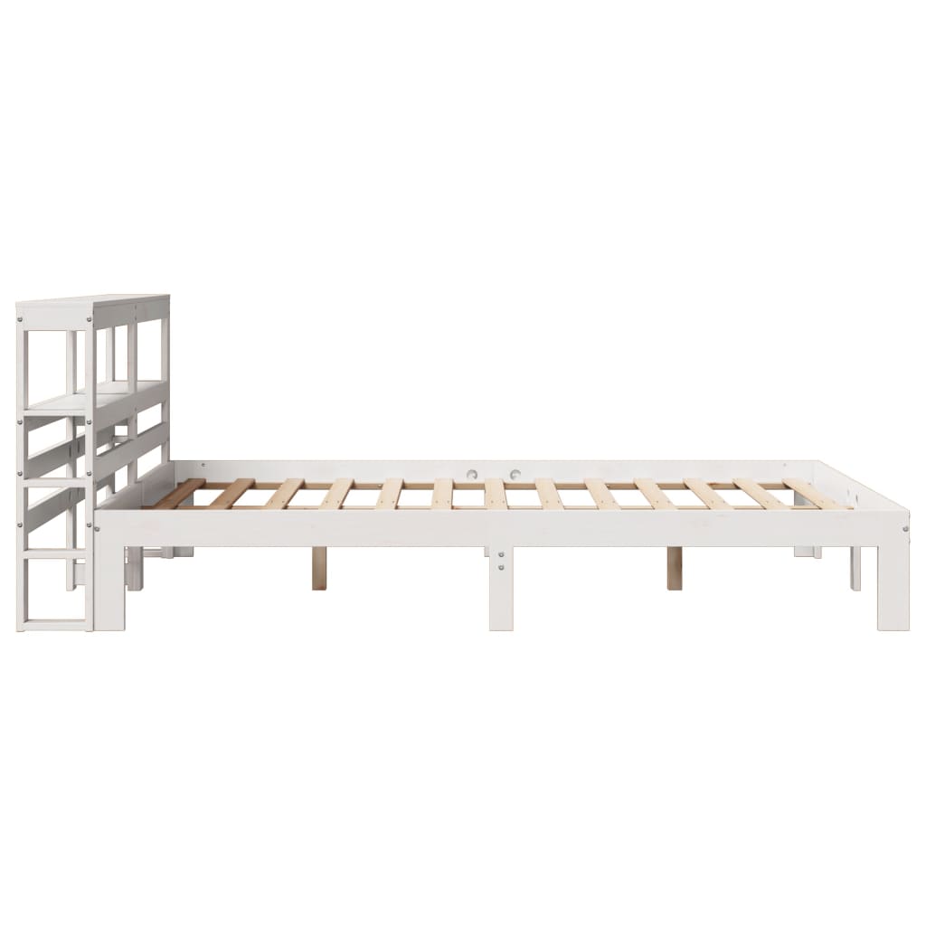 sengeramme med sengegavl 150x200 cm massivt fyrretræ hvid