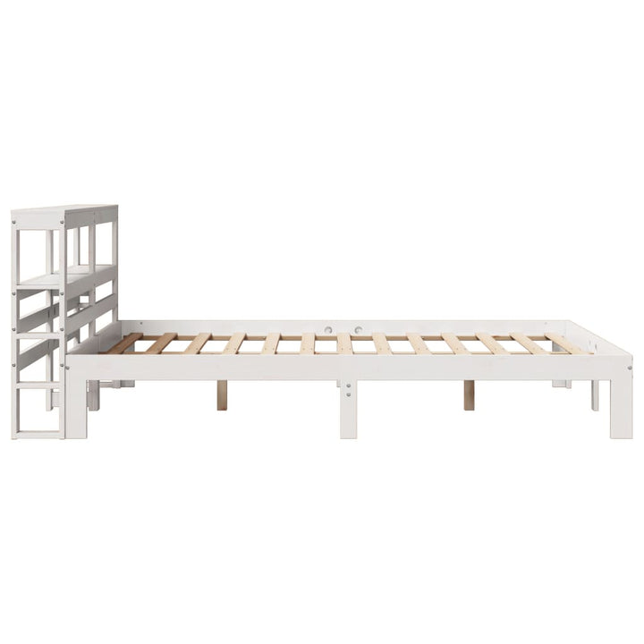 sengeramme med sengegavl 150x200 cm massivt fyrretræ hvid