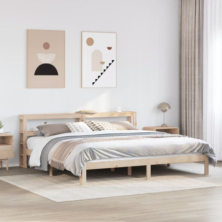 sengeramme med sengegavl 180x200 cm massivt fyrretræ