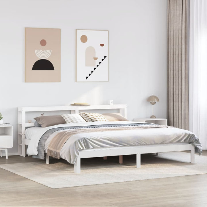Sengeramme med hovedgærde uden madras Hvid 180x200 cm