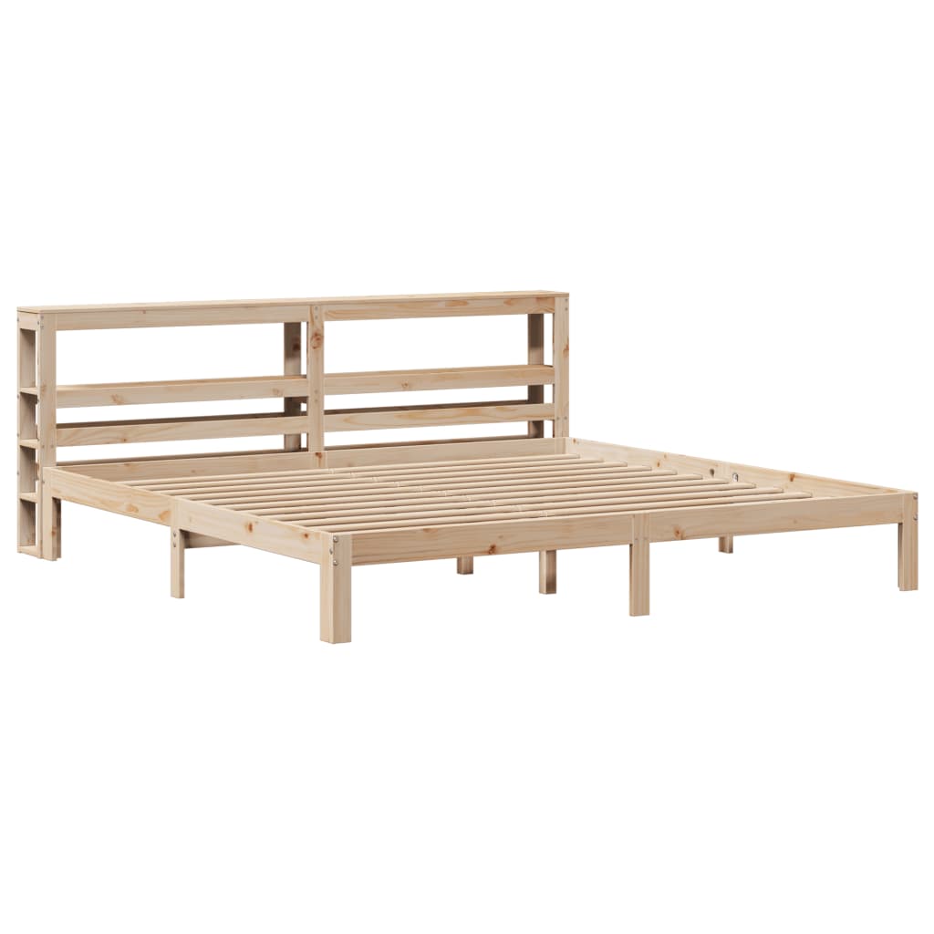 sengeramme med sengegavl 200x200 cm massivt fyrretræ
