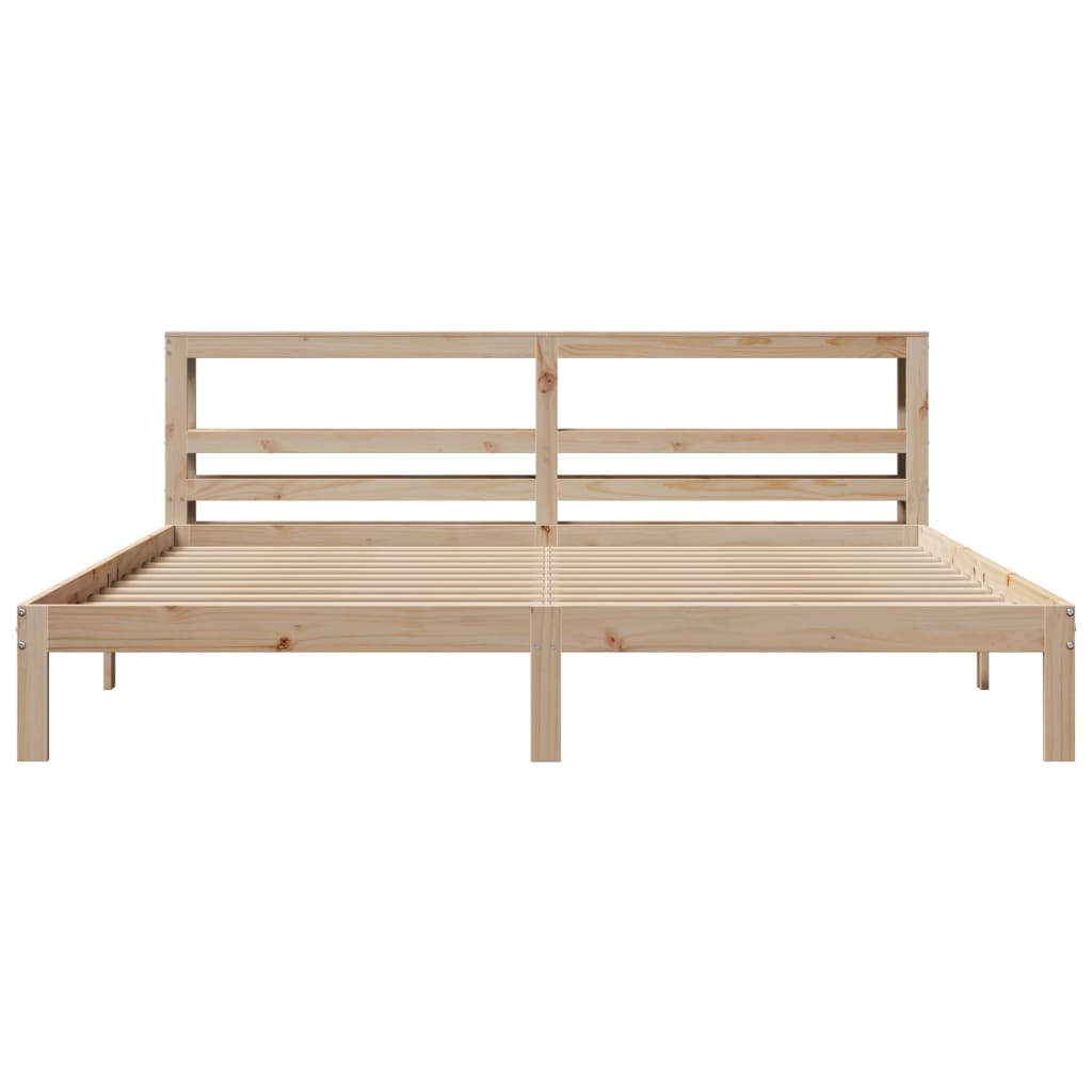 sengeramme med sengegavl 200x200 cm massivt fyrretræ
