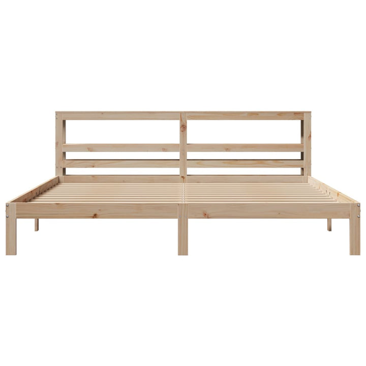 sengeramme med sengegavl 200x200 cm massivt fyrretræ