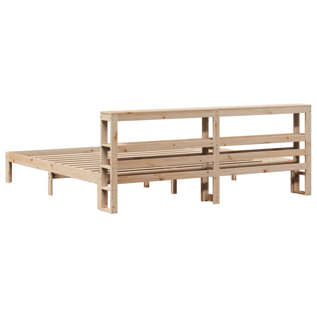 sengeramme med sengegavl 200x200 cm massivt fyrretræ