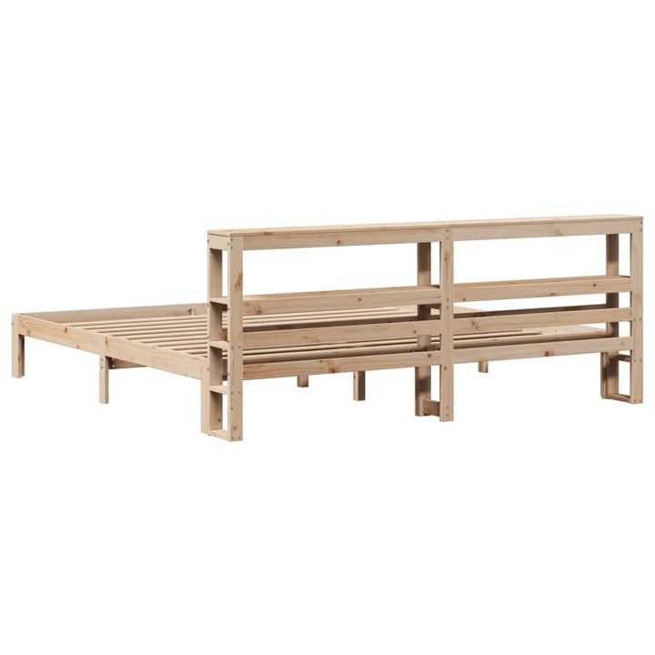 sengeramme med sengegavl 200x200 cm massivt fyrretræ