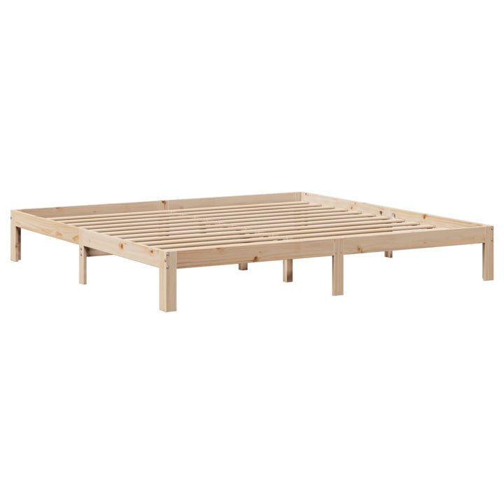 sengeramme med sengegavl 200x200 cm massivt fyrretræ
