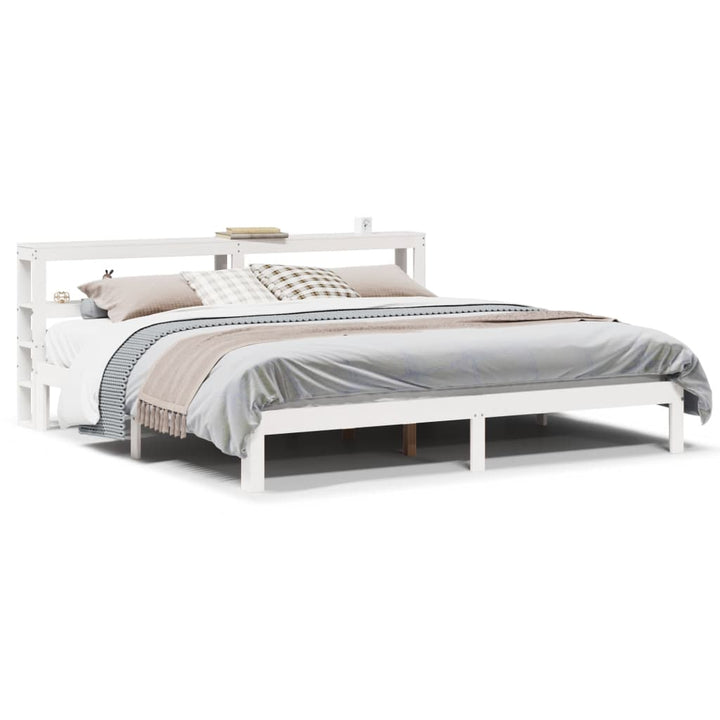 Sengeramme med hovedgærde uden madras Hvid 200x200 cm