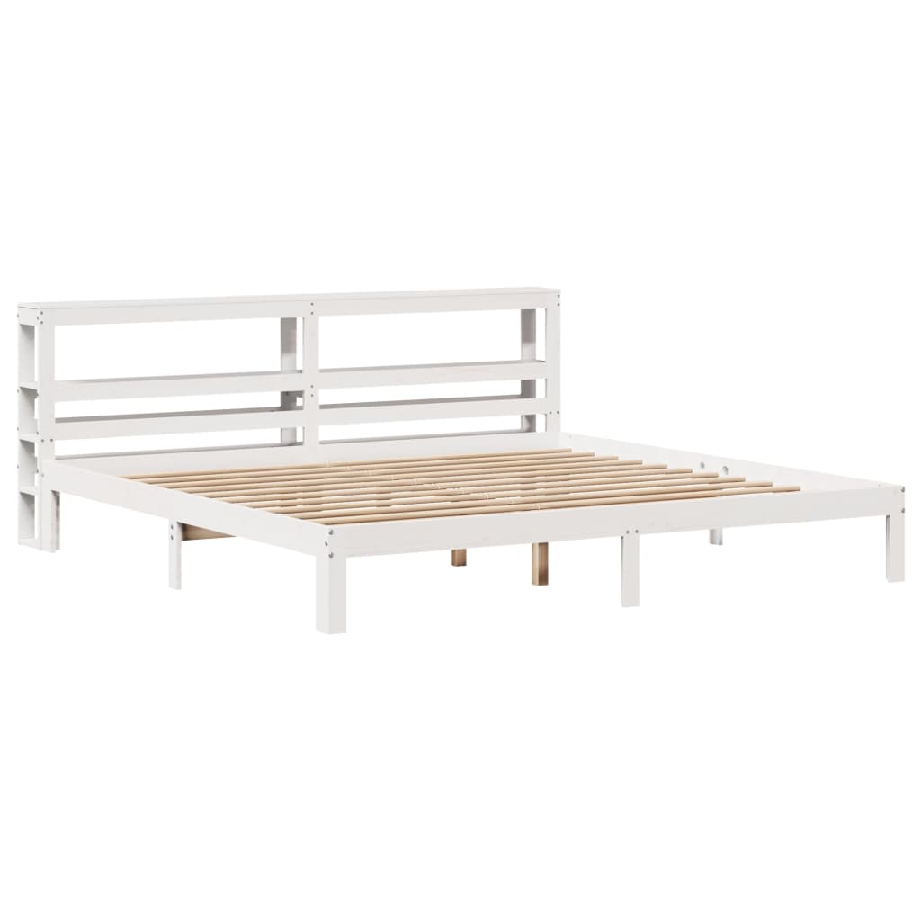 Sengeramme med hovedgærde uden madras Hvid 200x200 cm