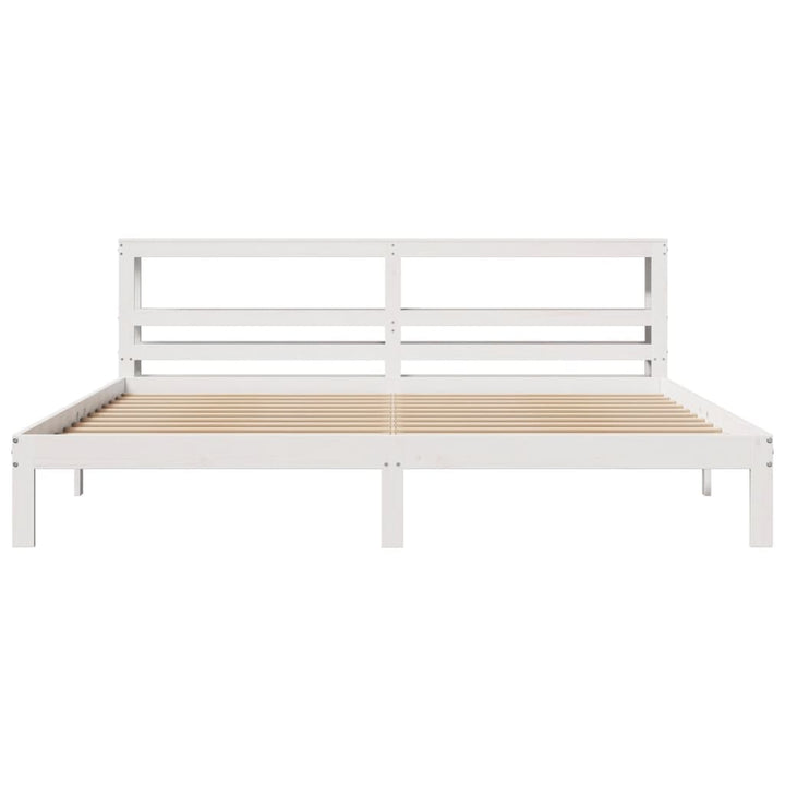 Sengeramme med hovedgærde uden madras Hvid 200x200 cm