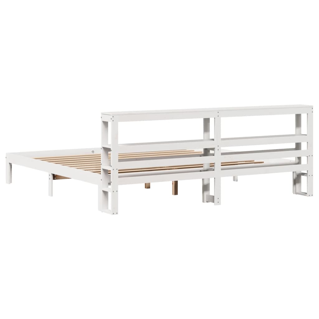 Sengeramme med hovedgærde uden madras Hvid 200x200 cm