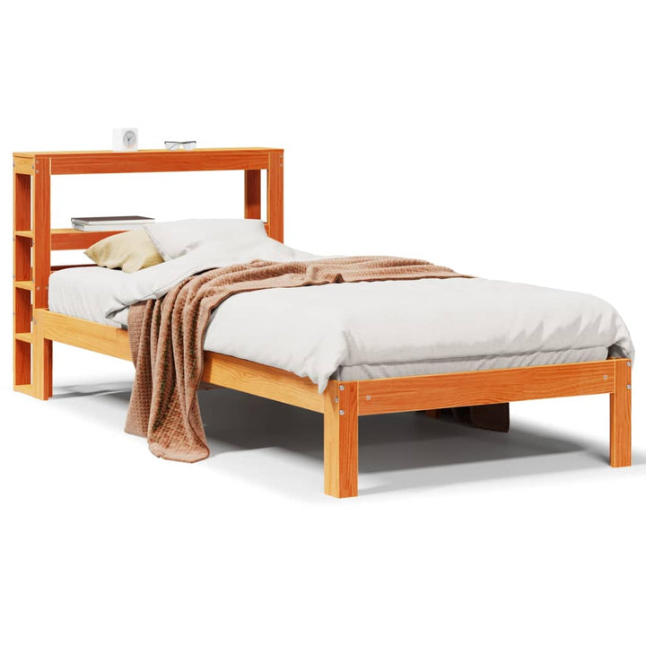 sengeramme uden madras 75x190 cm massivt fyrretræ gyldenbrun