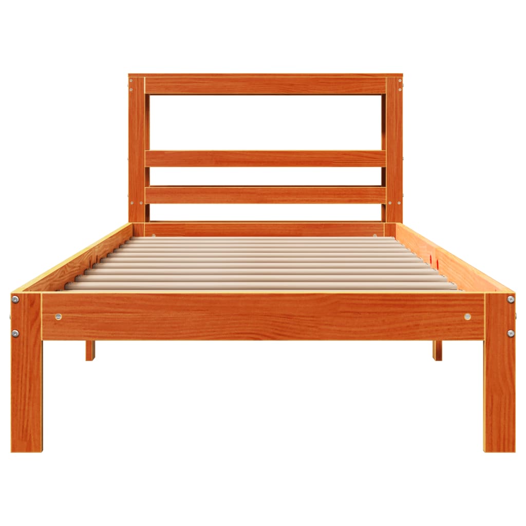 sengeramme uden madras 75x190 cm massivt fyrretræ gyldenbrun